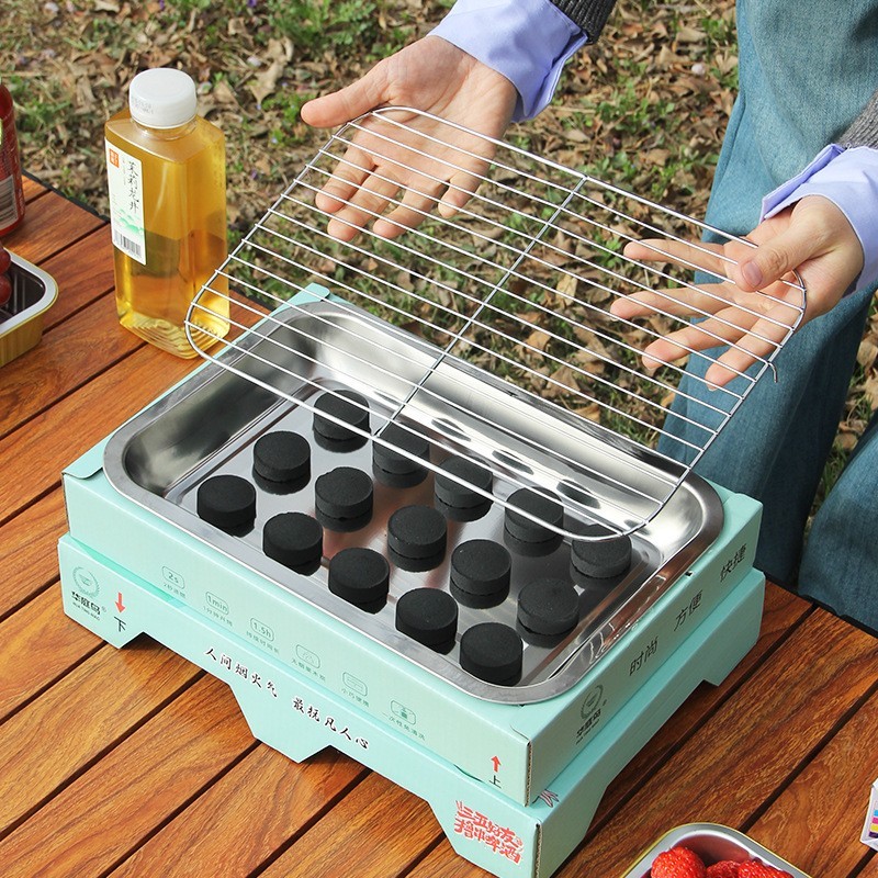 次性烧烤炉家用无烟碳烤炉露营木炭烧烤架户外烤肉炉便携式室内图2