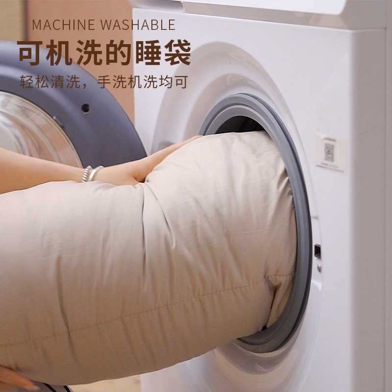 加大单人棉睡袋伸手睡袋可水洗户外露营保暖仿羽棉秋冬睡袋-睡饼图3