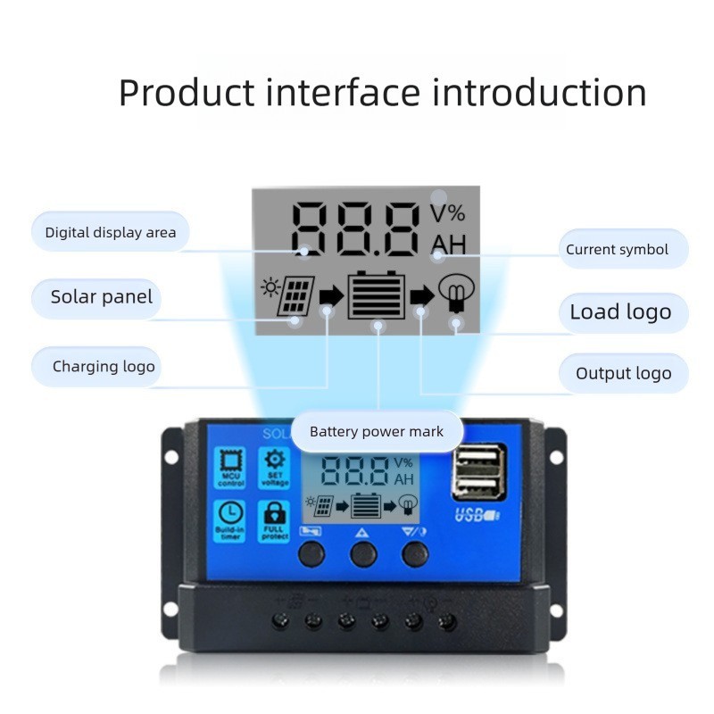 0A-60A太阳能控制器PWM光伏板12V24V充电器光伏灯系统通用控制器图4