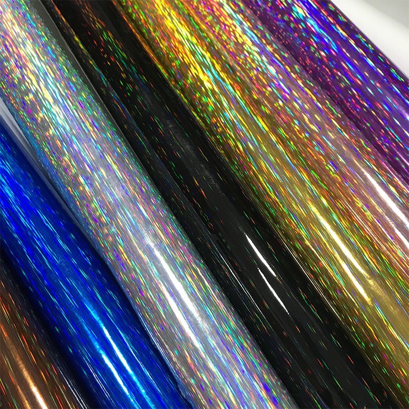 射雨丝pu纺织皮革面料箱包鞋革皮料毛底幻彩镜面拉丝人造革图2