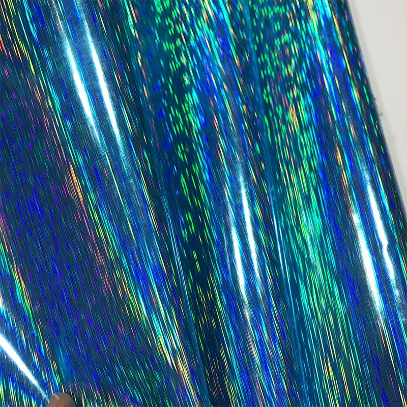 射雨丝pu纺织皮革面料箱包鞋革皮料毛底幻彩镜面拉丝人造革图3