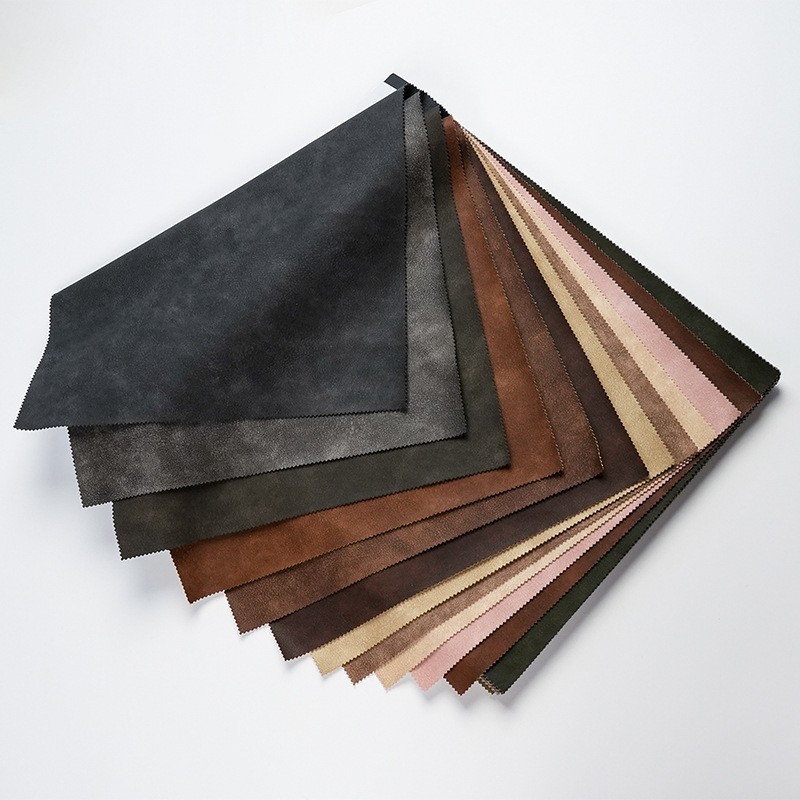 柔软羊巴肤感蛋白pu复合皮针织底男女服装夹克童装擦色皮革面料图5