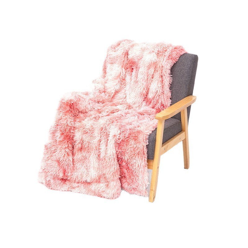 七彩色渐变单面扎染长毛绒面料玩具扎染pv绒长毛绒图5