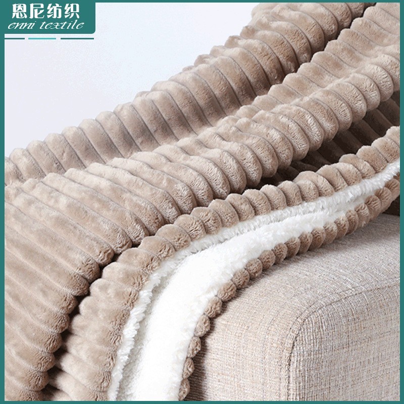 素色羊羔法兰复合绒地毯客厅搭配饰品午休羊羔绒沙发毯图4