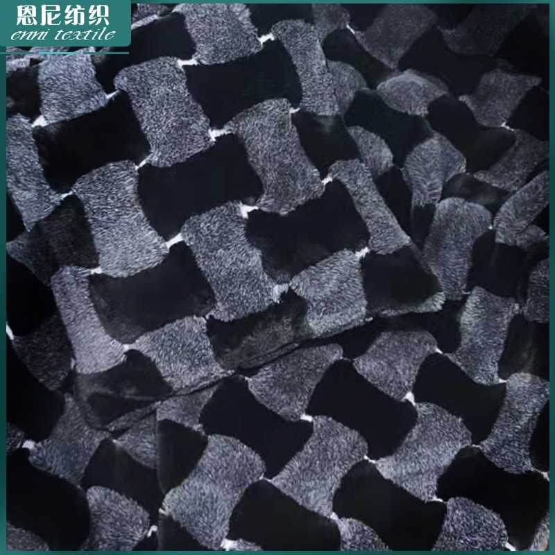 亚马逊定制全涤服装提花仿兔毛面料沙发玩具地毯提花小兔毛面料图2