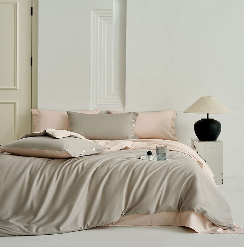 100支全棉纯色四件套简约色床上用品四件套四季可用图2