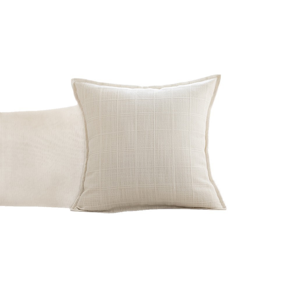 跨境极简风秋冬纯色涤纶双面提花格子家居靠垫床头沙发抱枕套图5