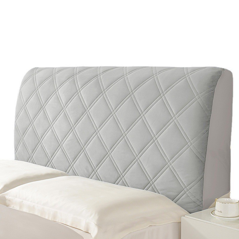 加厚绒面床头罩软包床头套罩床头靠背套罩通用简约保护罩防撞图2