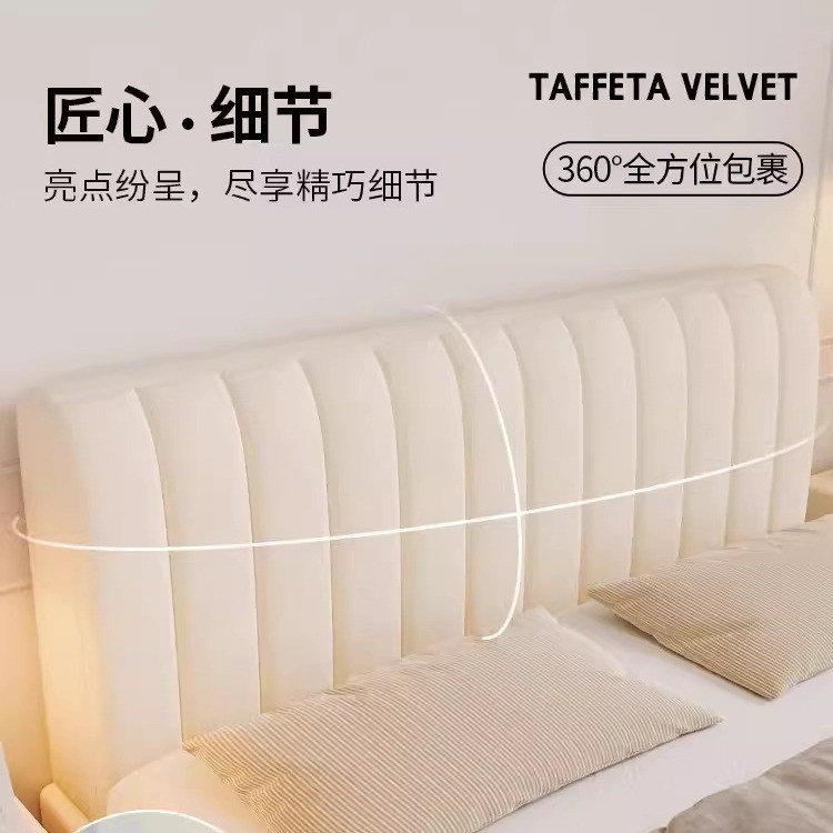 竖条夹棉加厚高级感床头套罩木床靠背软包全包通用床头罩图4