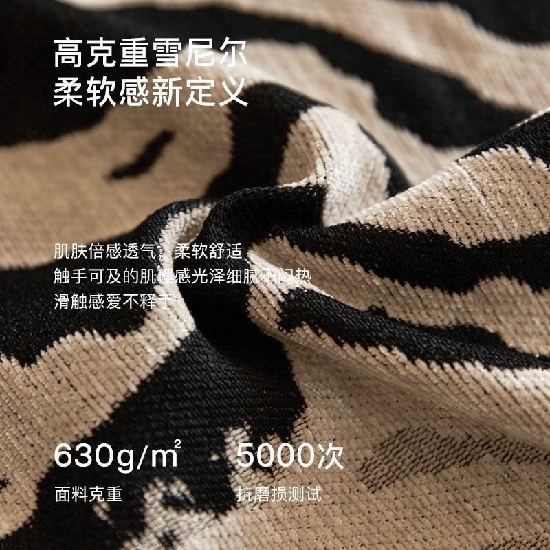 2025年复古风沙发巾盖布雪尼尔中古斑马四季通用全包沙发毯垫套罩图4