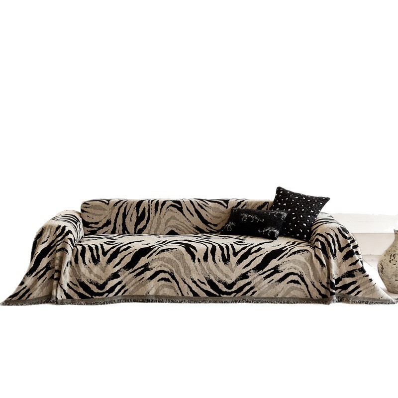 2025年复古风沙发巾盖布雪尼尔中古斑马四季通用全包沙发毯垫套罩图5