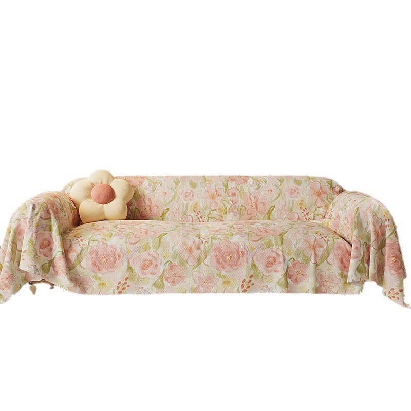 2025牡丹花沙发盖布防尘仿麻四季通用沙发巾全包沙发套罩沙发垫图5