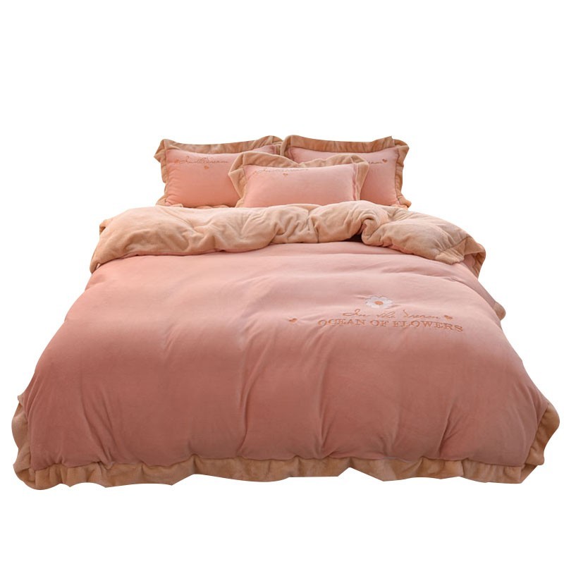 冬天牛奶绒床上四件套冬季加厚珊瑚绒被套双面法兰加绒床单三件套图5