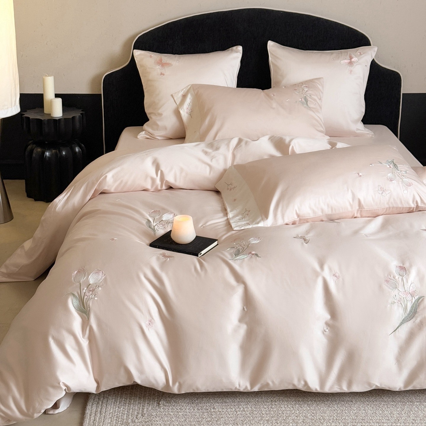 2026高级感轻奢100s长绒棉四件套床单被套床上用品刺绣裸睡全棉春图4