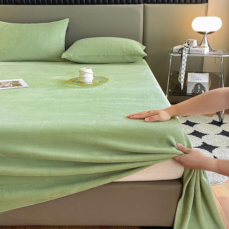 冬季纯色牛奶绒床单单件加厚珊瑚绒被单单人加绒床单三件套法兰绒图4