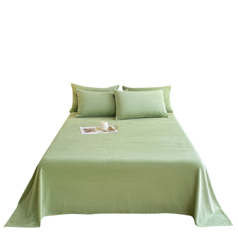 冬季纯色牛奶绒床单单件加厚珊瑚绒被单单人加绒床单三件套法兰绒图5