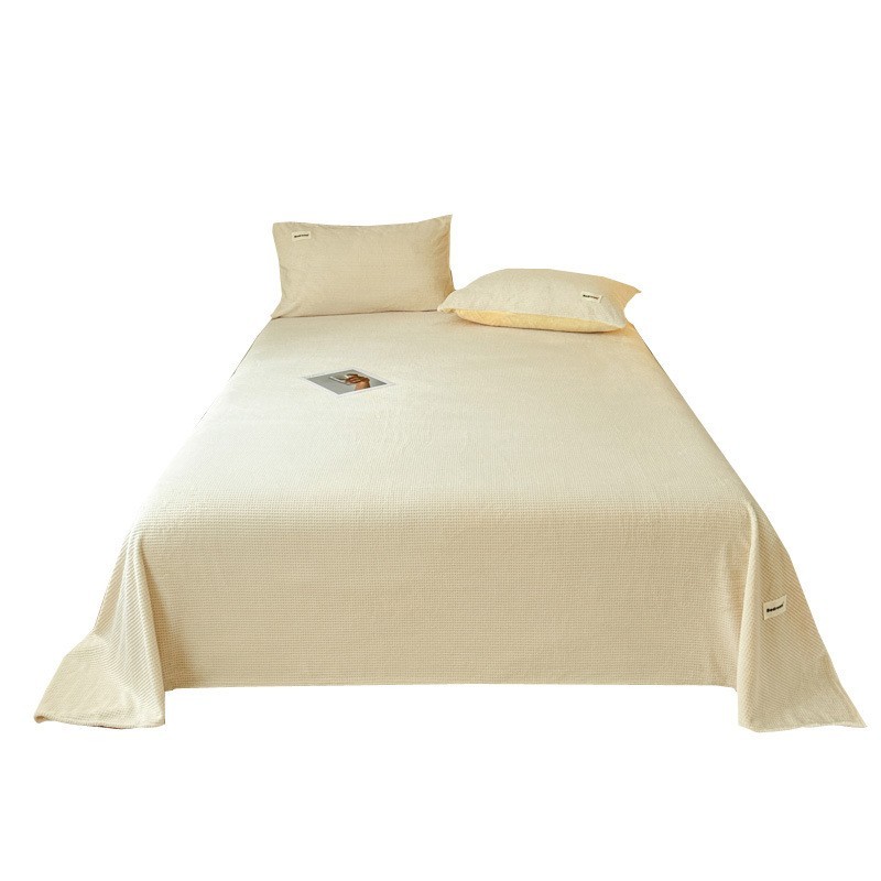 纯色华夫格牛奶绒床单单件冬季加厚珊瑚绒被单三件套宿舍单人床单图5