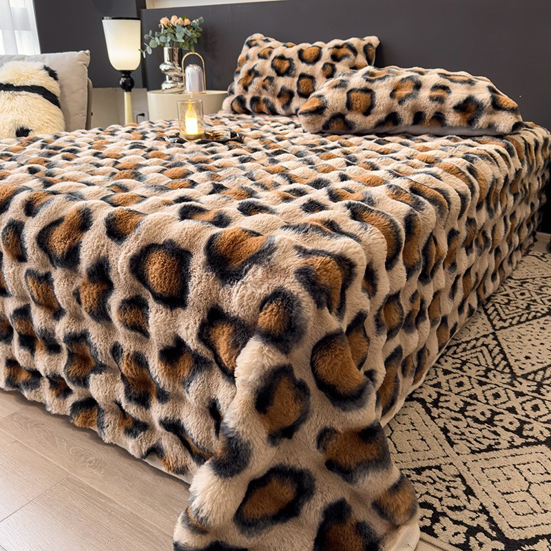 冬季加厚牛奶绒床单单件保暖兔毛绒被单三件套宿舍单人珊瑚绒床单图2