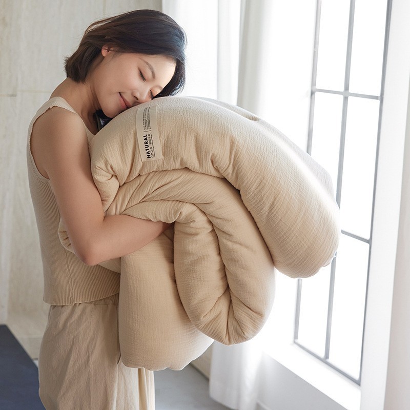 A类棉麻55%大豆纤维被芯轻柔保暖春秋被夏凉被子冬被加厚双层纱被图2