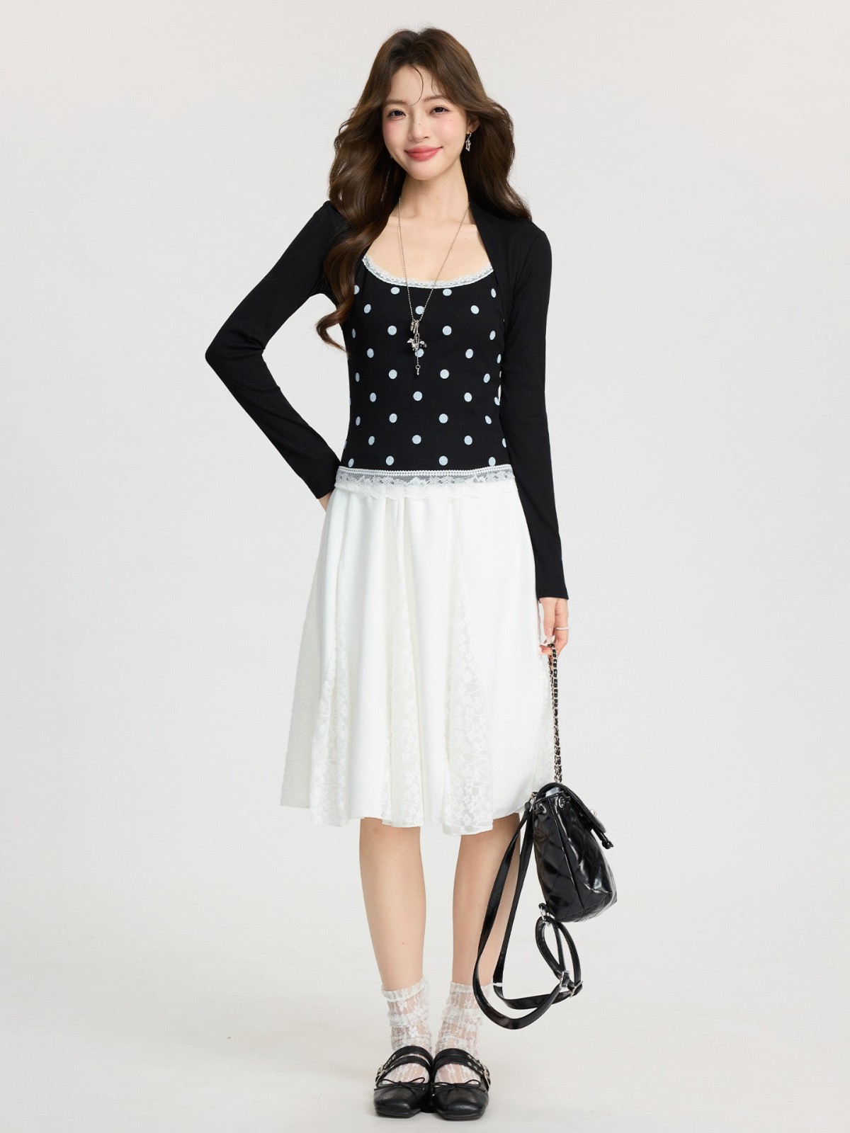 纯欲辣妹设计感假两件蕾丝内搭T恤女2026春季修身打底衫长袖上衣图3