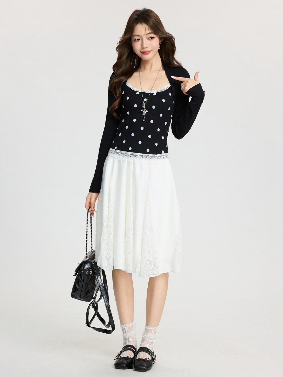 纯欲辣妹设计感假两件蕾丝内搭T恤女2026春季修身打底衫长袖上衣图4