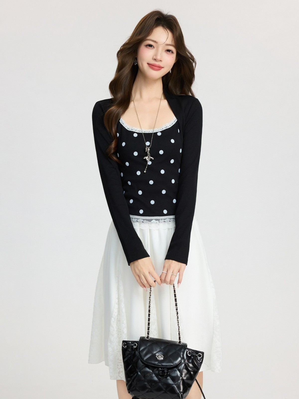 纯欲辣妹设计感假两件蕾丝内搭T恤女2026春季修身打底衫长袖上衣图5