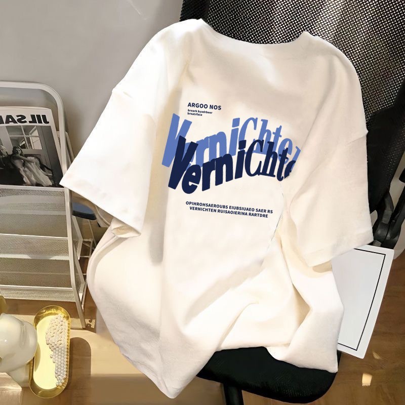 2026爆款卡通短袖t恤男女国潮设计感印花情侣夏季宽松上衣t恤女图2