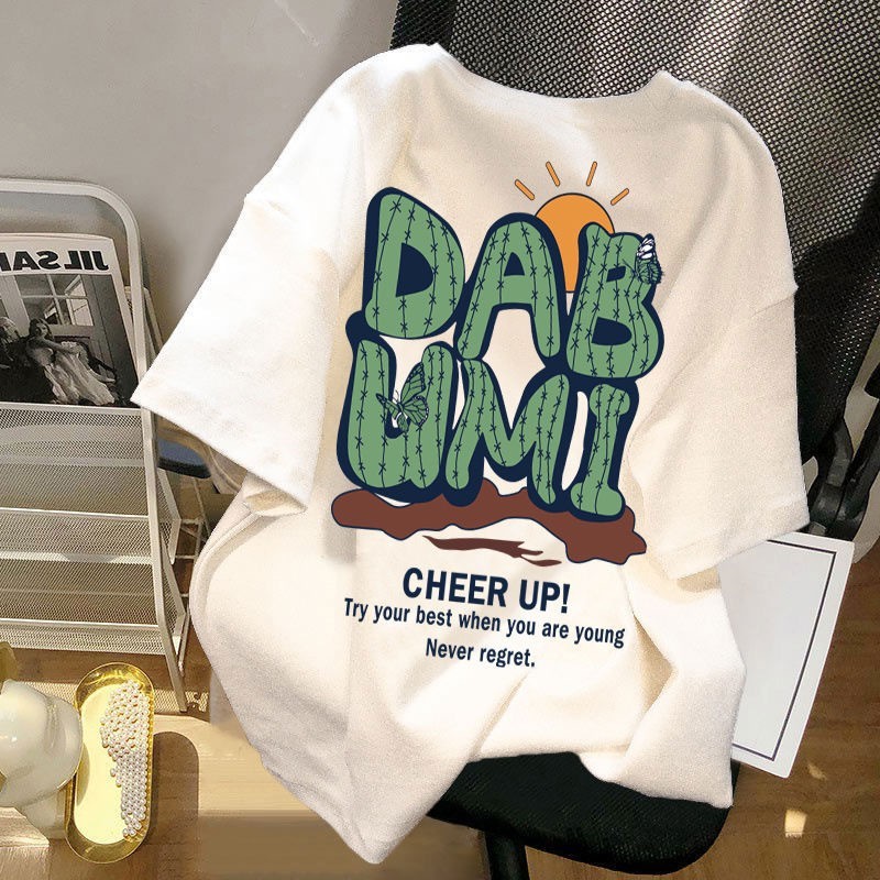 2026爆款卡通短袖t恤男女国潮设计感印花情侣夏季宽松上衣t恤女图4