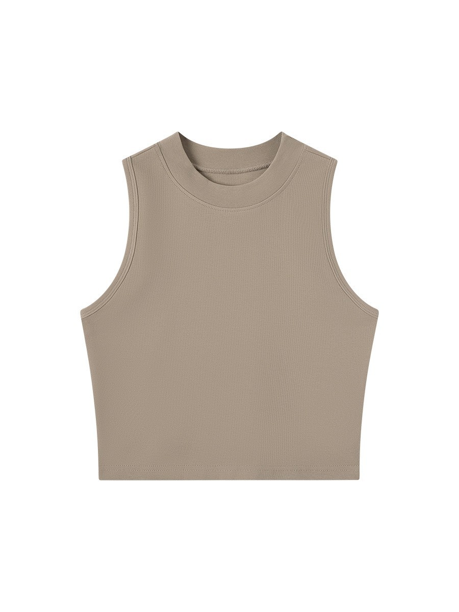 短款圆领背心女2025春夏新款辣妹吊带上衣显瘦露脐无袖内搭t恤女图5