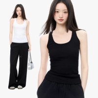 氨纶纱工字针织吊带背心女2025春夏外穿无袖修身纯色内搭打底上衣