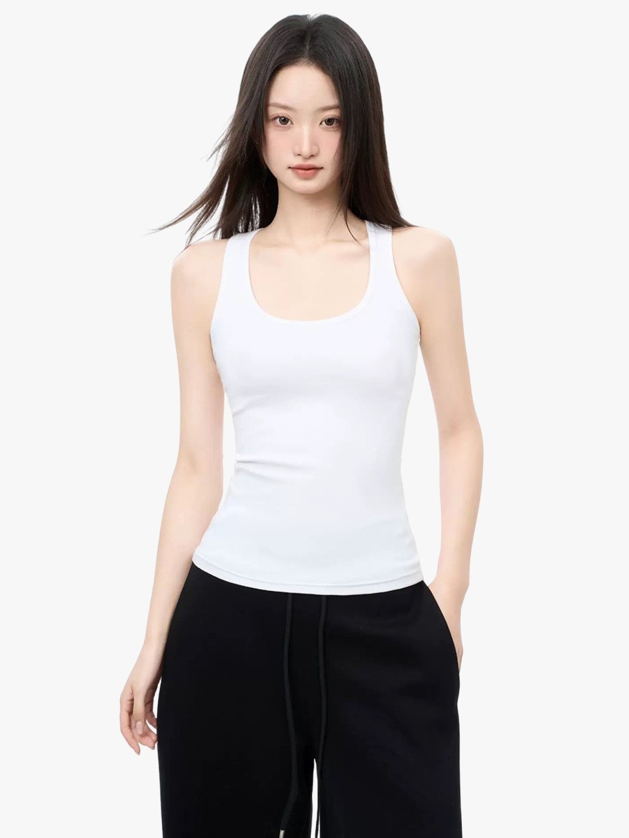 氨纶纱工字针织吊带背心女2025春夏外穿无袖修身纯色内搭打底上衣图2