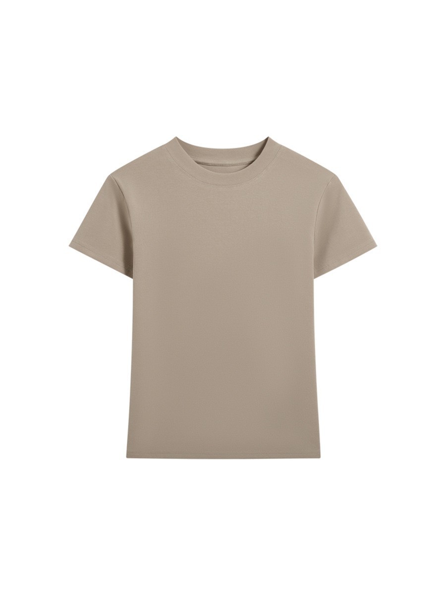 小圆领正肩短袖t恤女式春夏季修身显瘦可外穿高级感辣妹气质上衣图5