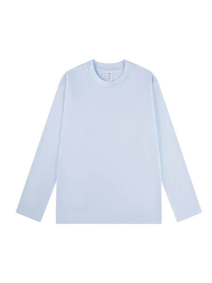 纯棉长袖t恤女2024新款纯色内搭打底衫秋季百搭宽松落肩袖女上衣图5