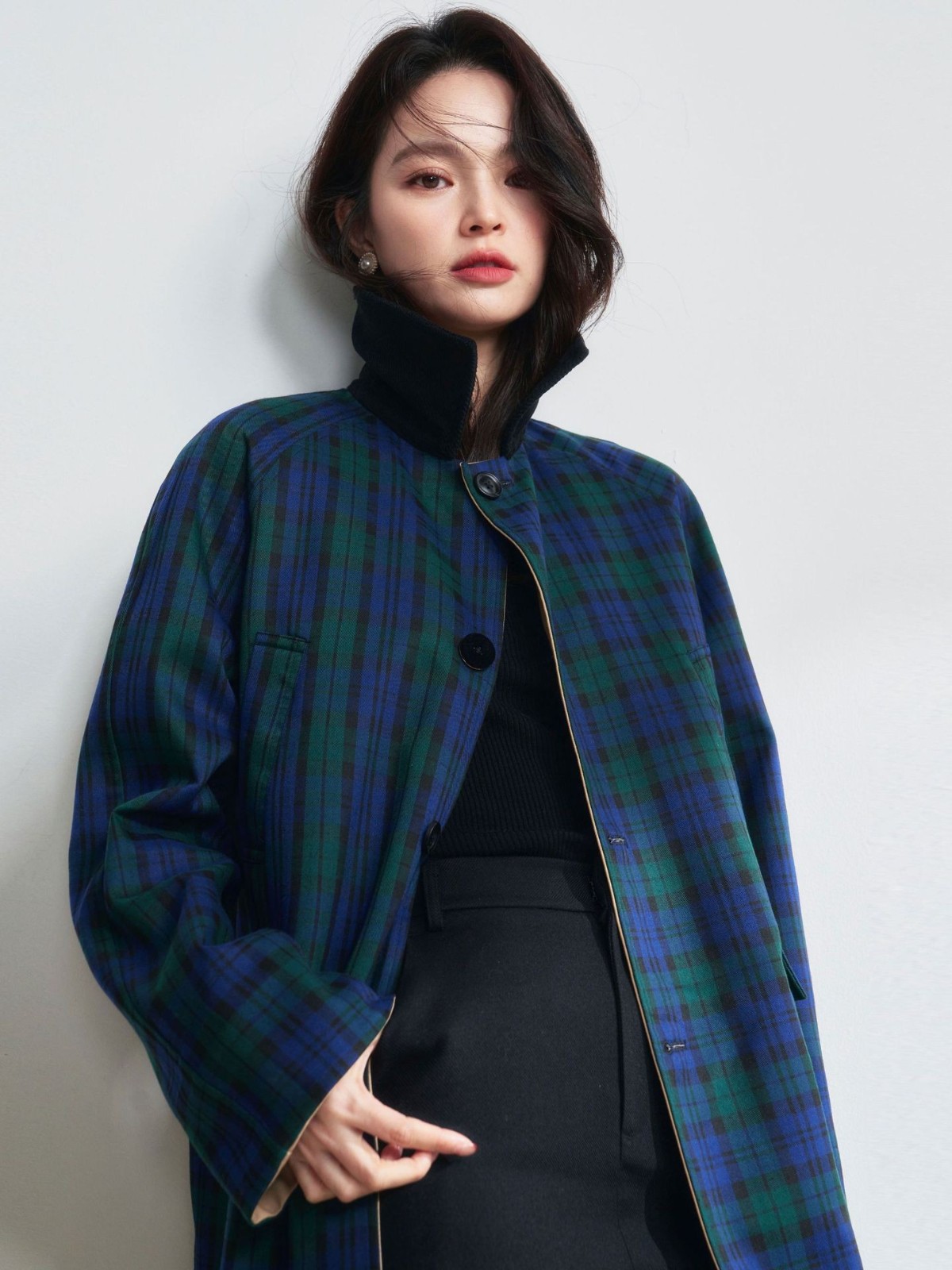 26春新款复古撞色miu系格纹双面穿卡其色中长款减龄风衣外套图4