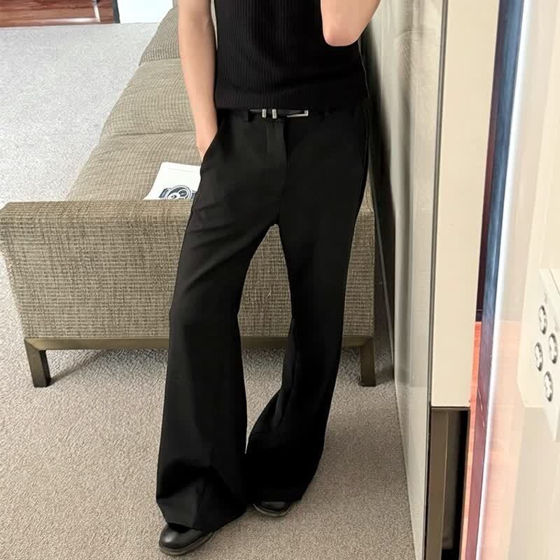 DM Tenacious cleanfit黑色休闲 夏季垂坠感修身微喇拖地西裤男图4