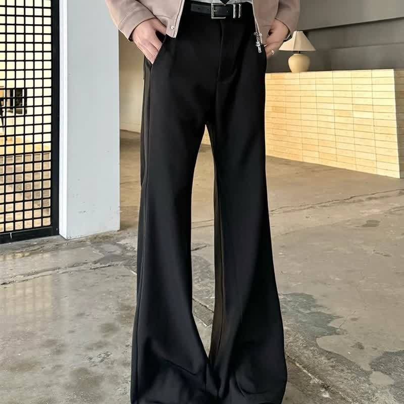 DM Tenacious cleanfit黑色休闲 夏季垂坠感修身微喇拖地西裤男图3