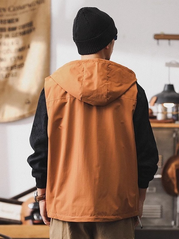 美式山系连帽外套男春季2025新款潮牌宽松户外机能夹克工装马甲男图2