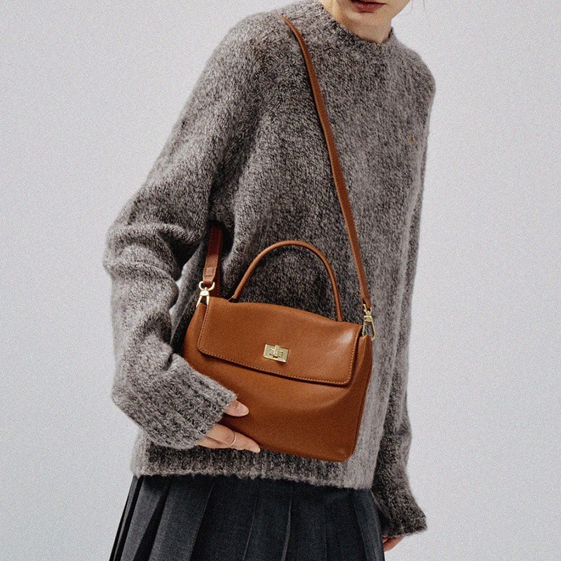 头层牛皮2024中号春夏新色柔软牛皮百搭手提单肩斜挎女包图4