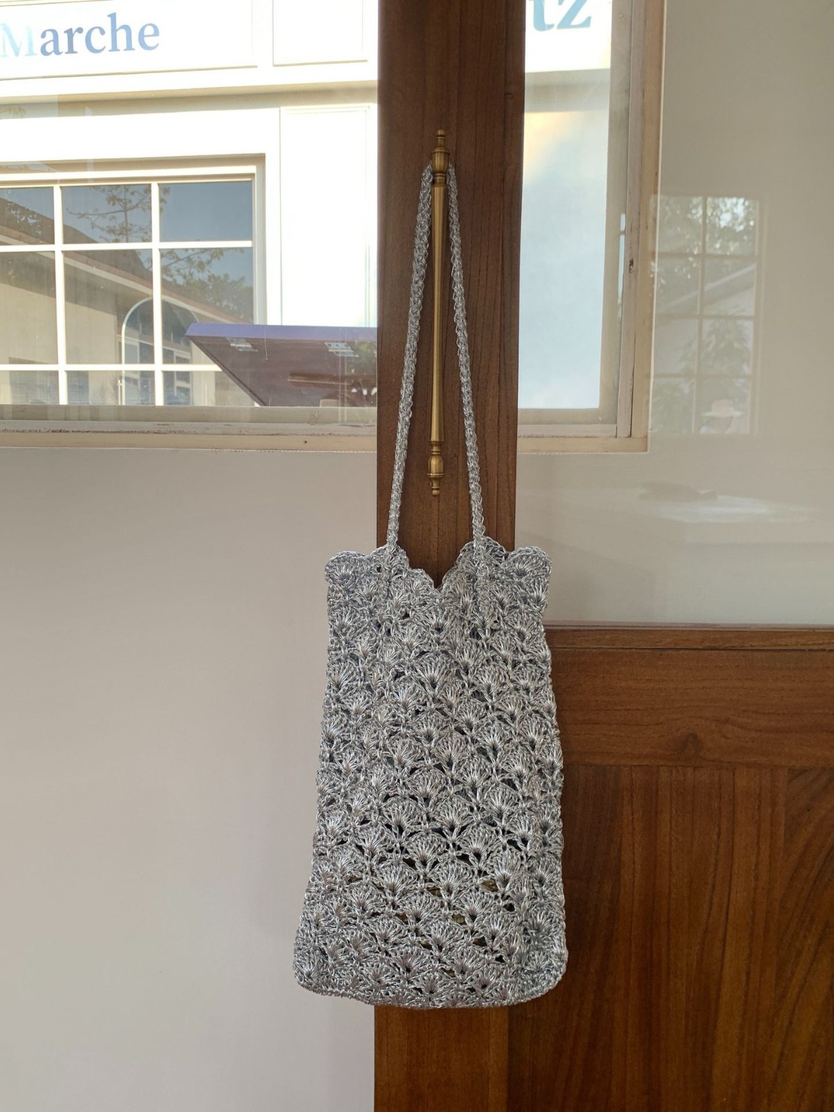 跨境货源金银线手工编织包精致小包高级感编织包小众钩花单肩包图4