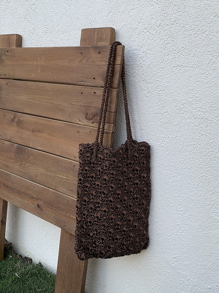 跨境货源金银线手工编织包精致小包高级感编织包小众钩花单肩包图5