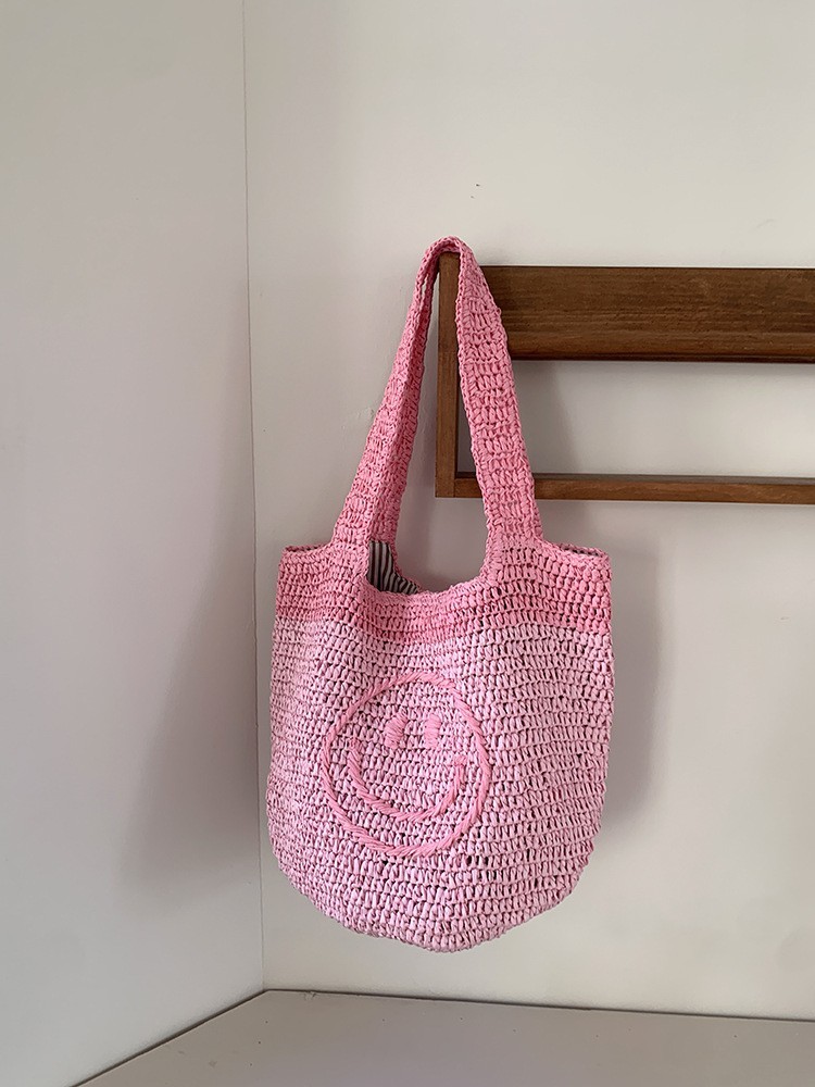 亚马逊跨境手钩波西米亚风包欧美手工钩编可爱笑脸针织迷你手提包图2